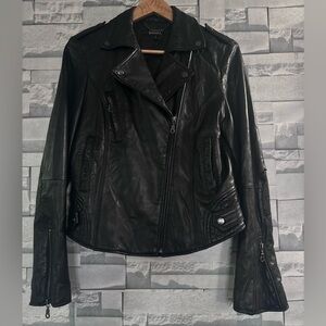 DKNY Black Leather Biker Jacket As is
